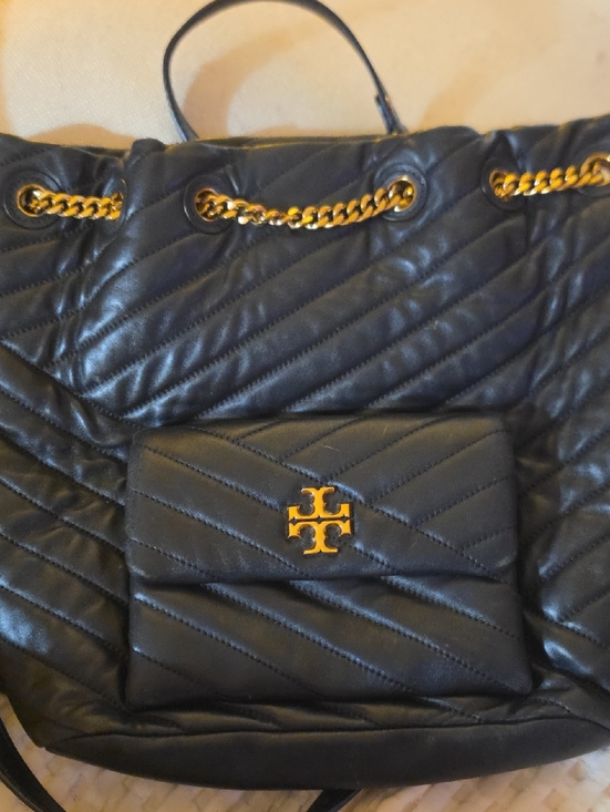 Tory Burch Handbags - Tory Burch Black Quilted Leather Tote with Gold Chain Detail